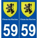 59 Flines-lez-Raches coat of arms sticker plate stickers city