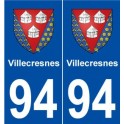 94 Villecresnes blason autocollant plaque stickers ville