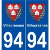 94 Villecresnes blason autocollant plaque stickers ville