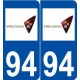 94 Villecresnes logo autocollant plaque stickers ville