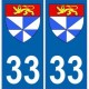 33 Gironde autocollant plaque blason armoiries stickers département