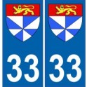 33 Gironde adesivo piastra stemma coat of arms adesivi dipartimento