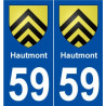 59 Hautmont blason autocollant plaque stickers ville