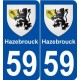 59 Hazebrouck blason autocollant plaque stickers ville