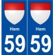 59 Hem blason autocollant plaque stickers ville