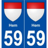 59 Hem blason autocollant plaque stickers ville