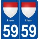 59 Hem blason autocollant plaque stickers ville