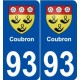 93 Coubron blason autocollant plaque stickers ville