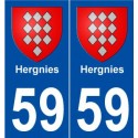 59 Hergnies blason autocollant plaque stickers ville