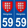 59 Hergnies blason autocollant plaque stickers ville