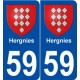 59 Hergnies blason autocollant plaque stickers ville