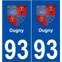 93 Dugny blason autocollant plaque stickers ville