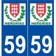 59 Hergnies logo autocollant plaque stickers ville