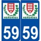 59 Hergnies logo autocollant plaque stickers ville