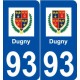 93 Dugny logo autocollant plaque stickers ville