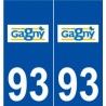 93 Gagny logo autocollant plaque stickers ville