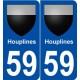 59 Houplines blason autocollant plaque stickers ville