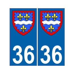 36 Indre autocollant plaque blason armoiries stickers département