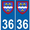 36 Indre autocollant plaque blason armoiries stickers département