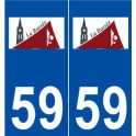 59 La Bassée logotipo de la etiqueta engomada de la placa de pegatinas de la ciudad