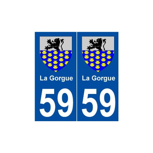 59 La Gorgue blason autocollant plaque stickers ville