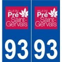 93 Le Pré-Saint-Gervais logo autocollant plaque stickers ville