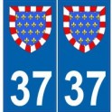 37 de Indre-et-Loire de la etiqueta engomada de la placa de escudo de armas el escudo de armas de pegatinas departamento