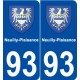 93 Neuilly-Plaisance blason autocollant plaque stickers ville