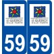 59 Le Quesnoy logo autocollant plaque stickers ville