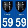 59 Leers blason autocollant plaque stickers ville