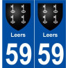 59 Leers blason autocollant plaque stickers ville