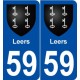 59 Leers blason autocollant plaque stickers ville