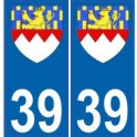 39 Jura adesivo piastra stemma coat of arms adesivi dipartimento