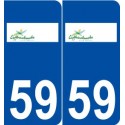 59 Leffrinckoucke logo autocollant plaque stickers ville