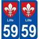 59 Lille blason autocollant plaque stickers ville