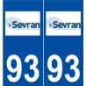 93 Sevran logo autocollant plaque stickers ville