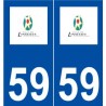 59 Linselles logo autocollant plaque stickers ville