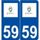 59 Linselles logo autocollant plaque stickers ville