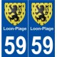 59 Loon-Plage blason autocollant plaque stickers ville
