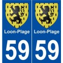 59 Loon-Plage blason autocollant plaque stickers ville