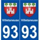 93 Villetaneuse blason autocollant plaque stickers ville