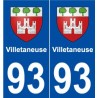 93 Villetaneuse blason autocollant plaque stickers ville