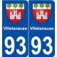 93 Villetaneuse blason autocollant plaque stickers ville