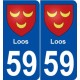 59 Loos blason autocollant plaque stickers ville
