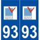 93 Villetaneuse logo autocollant plaque stickers ville