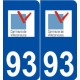 93 Villetaneuse logo autocollant plaque stickers ville