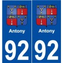 92 Antony blason autocollant plaque stickers ville