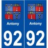 92 Antony blason autocollant plaque stickers ville