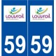59 Louvroil logo autocollant plaque stickers ville