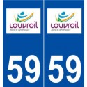 59 Louvroil logo autocollant plaque stickers ville